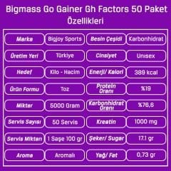 Bigjoy Big Mass +GH Factors Go 5000 Gr 50 Saşe Karbonhidrat