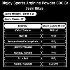 BigJoy Arginine Powder 300 Gr Aromasız