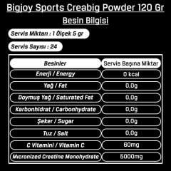 Bigjoy CreaBig Micronized Creatine Powder 120 Gr Kreatin