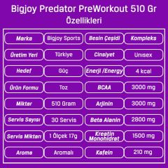Bigjoy Predator Toz Pre Workout 510 Gr Aromalı