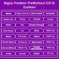 Bigjoy Predator Toz Pre Workout 510 Gr Aromalı