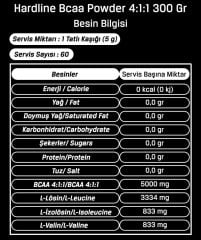 Hardline BCAA Powder 300 gr Aromasız 60 Servis