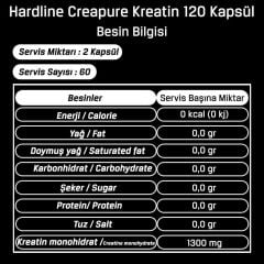 Hardline Creapure 120 Kap Mikronize Kreatin Monohidrat Creatine
