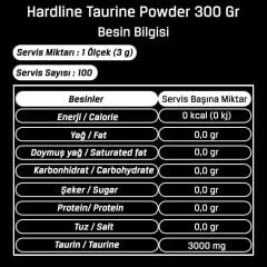 Hardline Taurine Powder 300 Gr %100 Saf Taurin