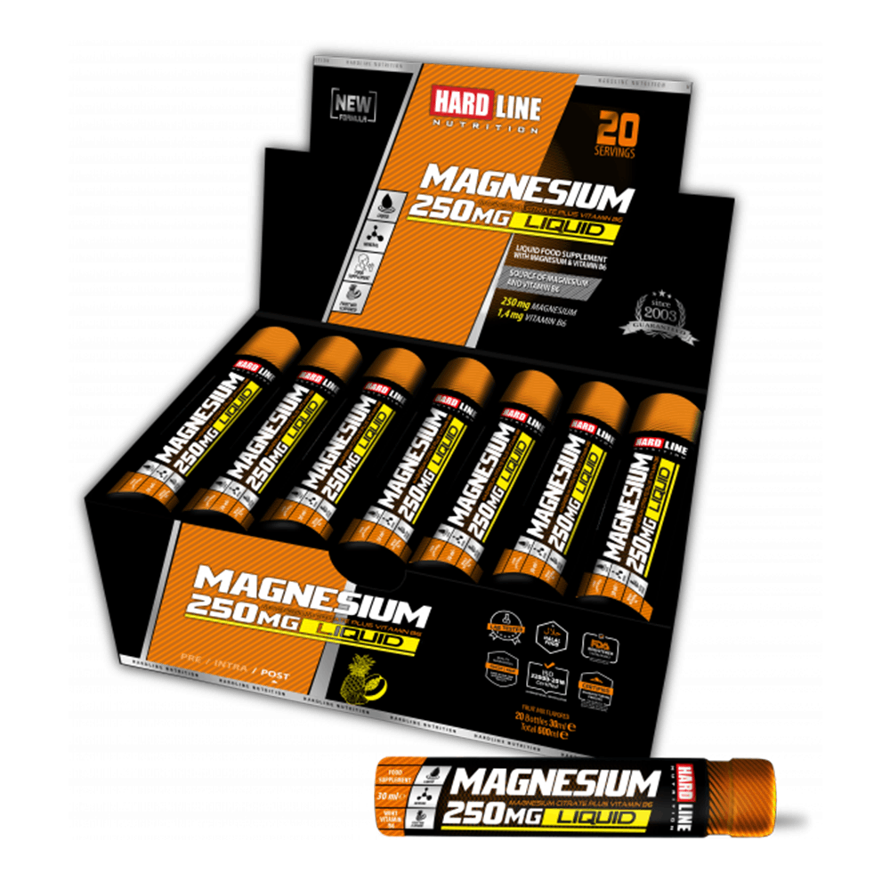 Hardline Magnesium Liquid 250 mg 20 Shot Aromalı
