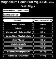 Hardline Magnesium Liquid 250 mg 20 Shot Aromalı