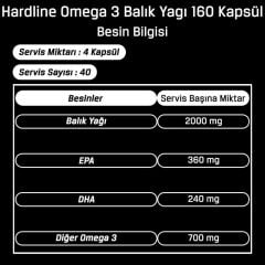 Hardline Balık Yağı Omega 3 160 Kapsül EPA DHA