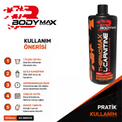 Bodymax Thermomax Thermo L-Carnitine 3000 mg 1000 ml 33 Servis Şeftali Aromalı