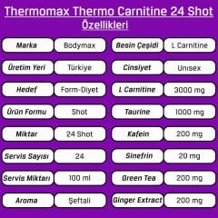 Bodymax Thermomax L-Karnitin 100ml x24 Shot Şeftali