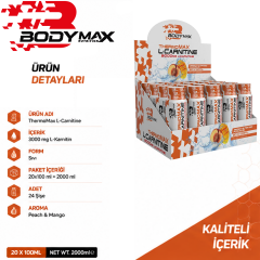 Bodymax Thermomax L-Carnitine 3000 mg 20 Shot 100 ml Şeftali Mango Aromalı