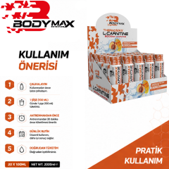 Bodymax Thermomax L-Carnitine 3000 mg 20 Shot 100 ml Şeftali Mango Aromalı