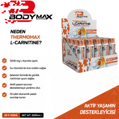 Bodymax Thermomax L-Carnitine 3000 mg 20 Shot 100 ml Şeftali Mango Aromalı