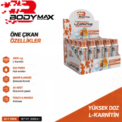 Bodymax Thermomax L-Carnitine 3000 mg 20 Shot 100 ml Şeftali Mango Aromalı
