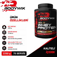 Bodymax Gold Whey Protein Tozu 2250 Gr 75 Servis Çikolata