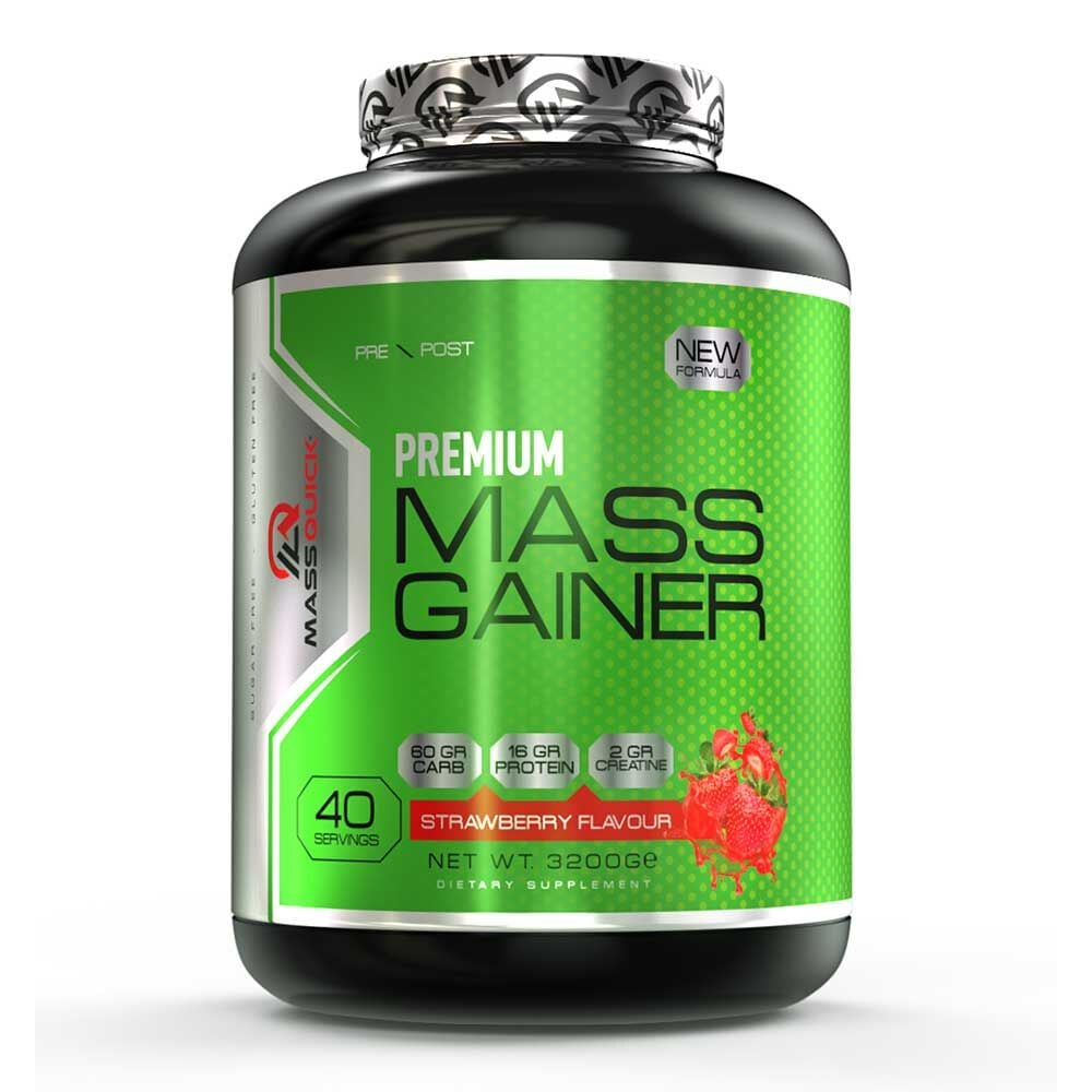 MassQuick Premium Mass Gainer Çilek Aromalı Toz 3200 gr