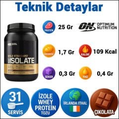Optimum Gold Standard Isolate Protein 930 Gr İzole Çikolata