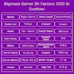 Bigjoy Big Mass +GH Factors 1500 Gr Karbonhidrat Gainer