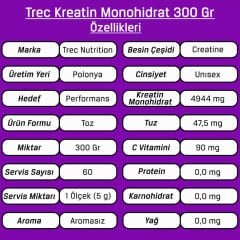 Trec Kreatin Monohidrat 300 Gr 100% Creatine Monohydrate
