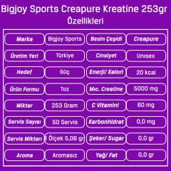 Bigjoy Sports Creapure Kreatine 253gr Aromasız