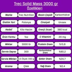 Trec Solid Mass 3000 Gr Gainer Karbonhidrat Tozu