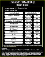 Grenade Bcaa Powder 390 gr 60 Servis